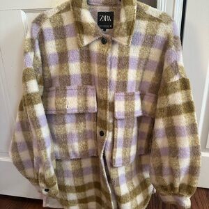 Zara Checkered Jacket in Lavender and Olive